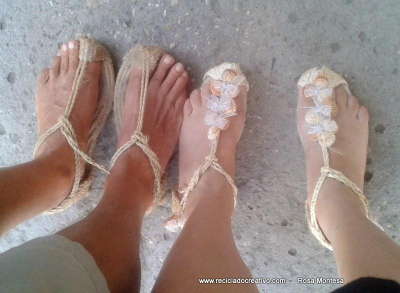 Sandalias, alpargatas, espardeñas valencianas tuneadas. Reciclado Creativo. Rosa Montesa