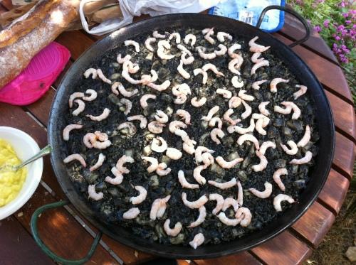 Receta de arroz negro con calamares y gambas