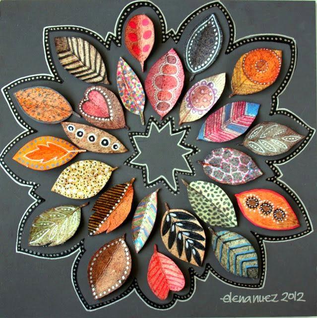 Hojas de arbol pintadas