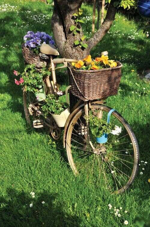 bici con flores y macetas