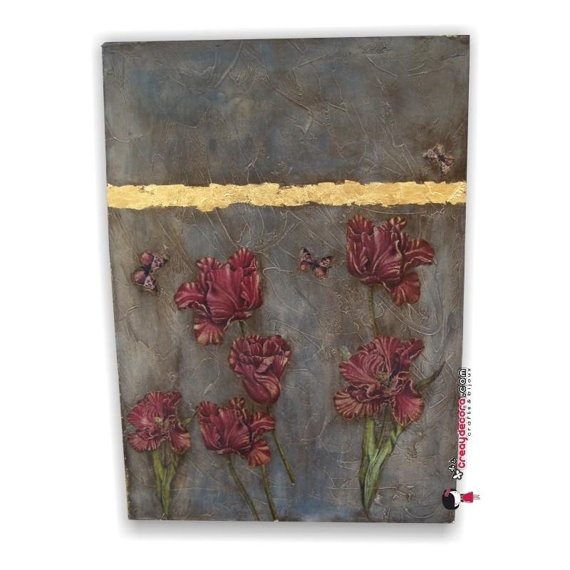 lienzo-en-relieve-con-flores-y-oro