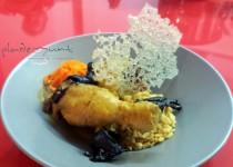#pollo con arroz, zanahorias y setas Thai