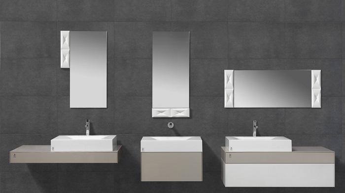 Baño negro, blanco y arena decoración original Blog T&D