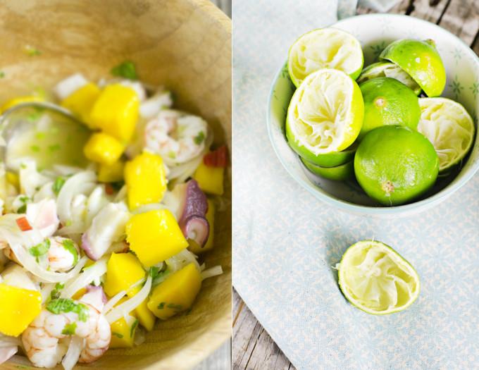 ceviche de camaron y mango