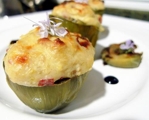 alcachofas rellenas de jamón ibérico