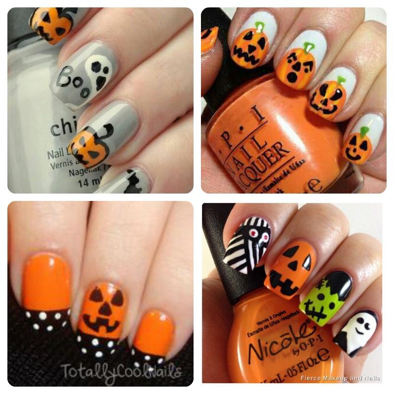 manicura con calabazas para Halloween