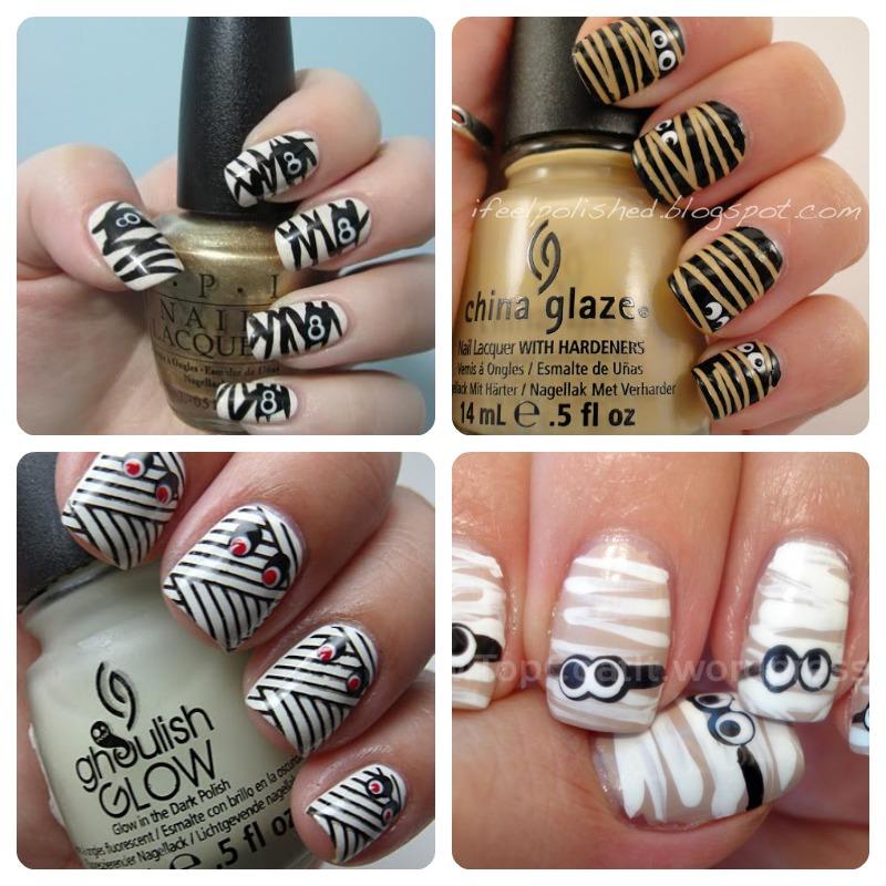 manicura con momias para halloween