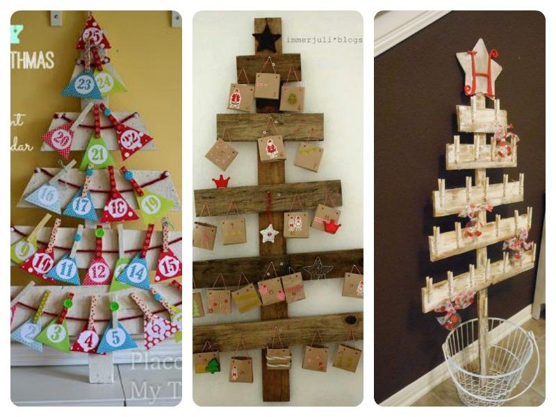 árbol calendario de adviento de madera