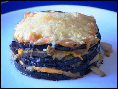 Milhojas de berenjenas con setas 001 Milhojas de berenjena con setas eryngii