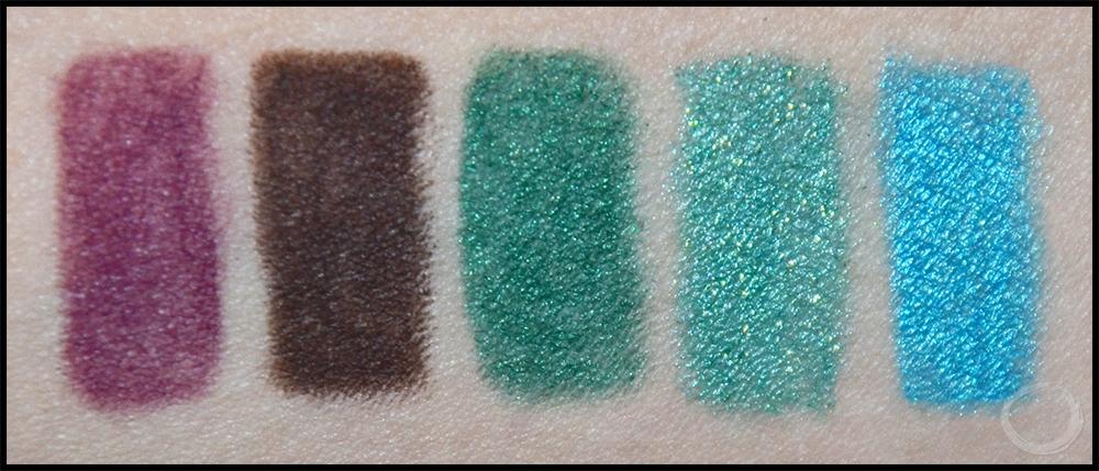 Swatches lápices de ojos MUA