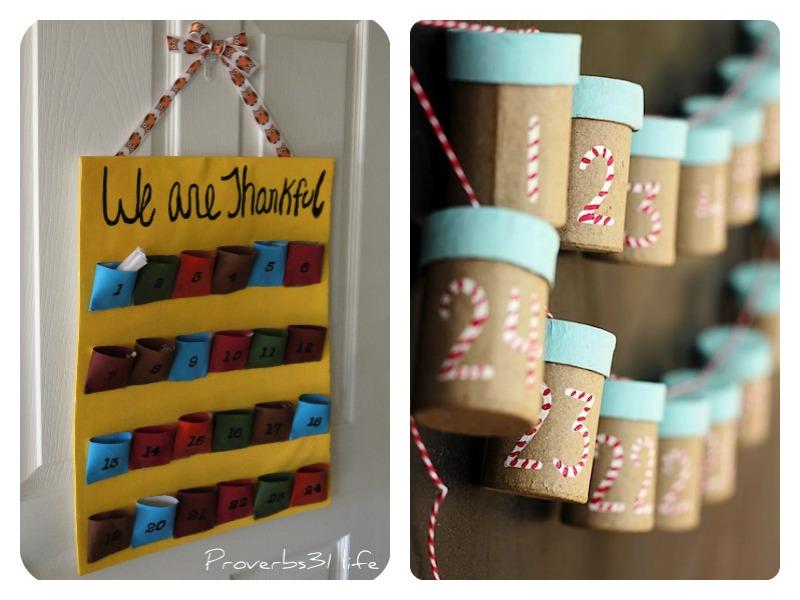 otras ideas para calendario de adviento con tubos del papel higiénico