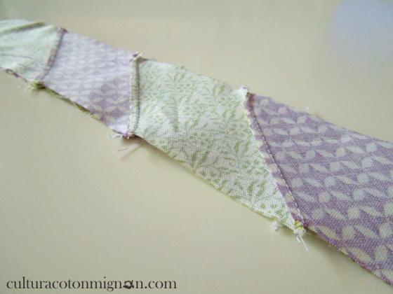 unión tiras rombos patchwork