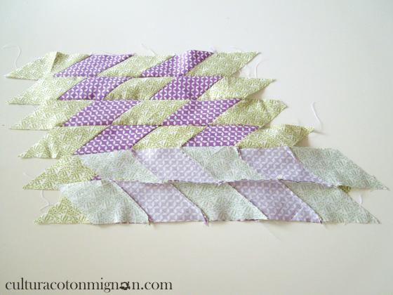 creando pieza rombos patchwork