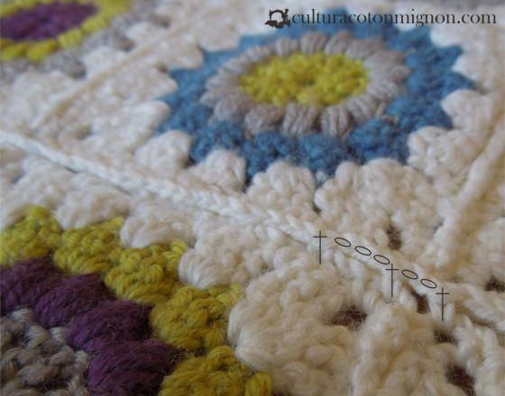 Union de Granny en manta ganchillo
