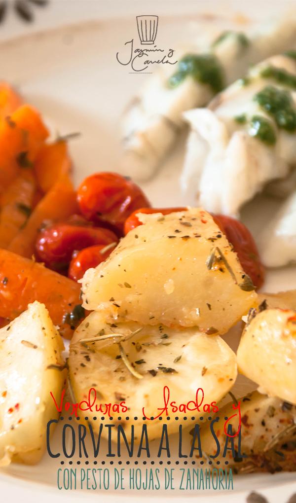 PESCADO A LA SAL: Corvina con Verduras y Pesto de Zanahorias 