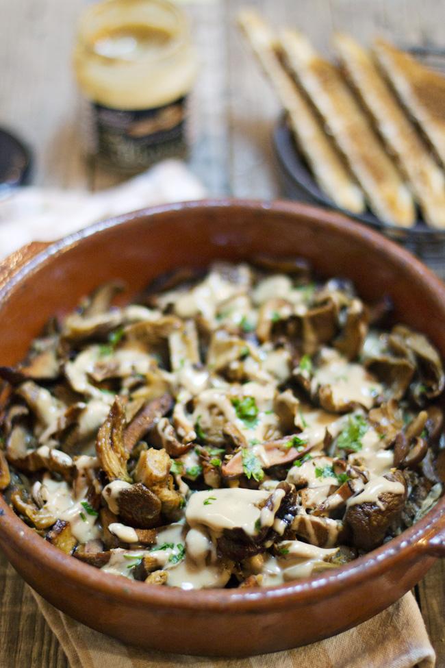 setas en salsa con cabrales 2 Setas asadas al horno con salsa de Cabrales