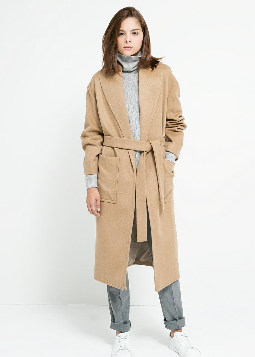 Abrigo lana cinturón