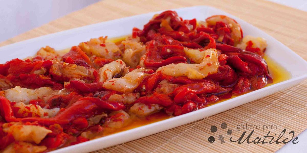 Ensalada de pimientos y bacalao, esgarraet