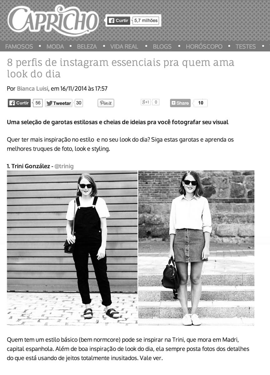 Trini blog | Brazilian online magazine Capricho feature