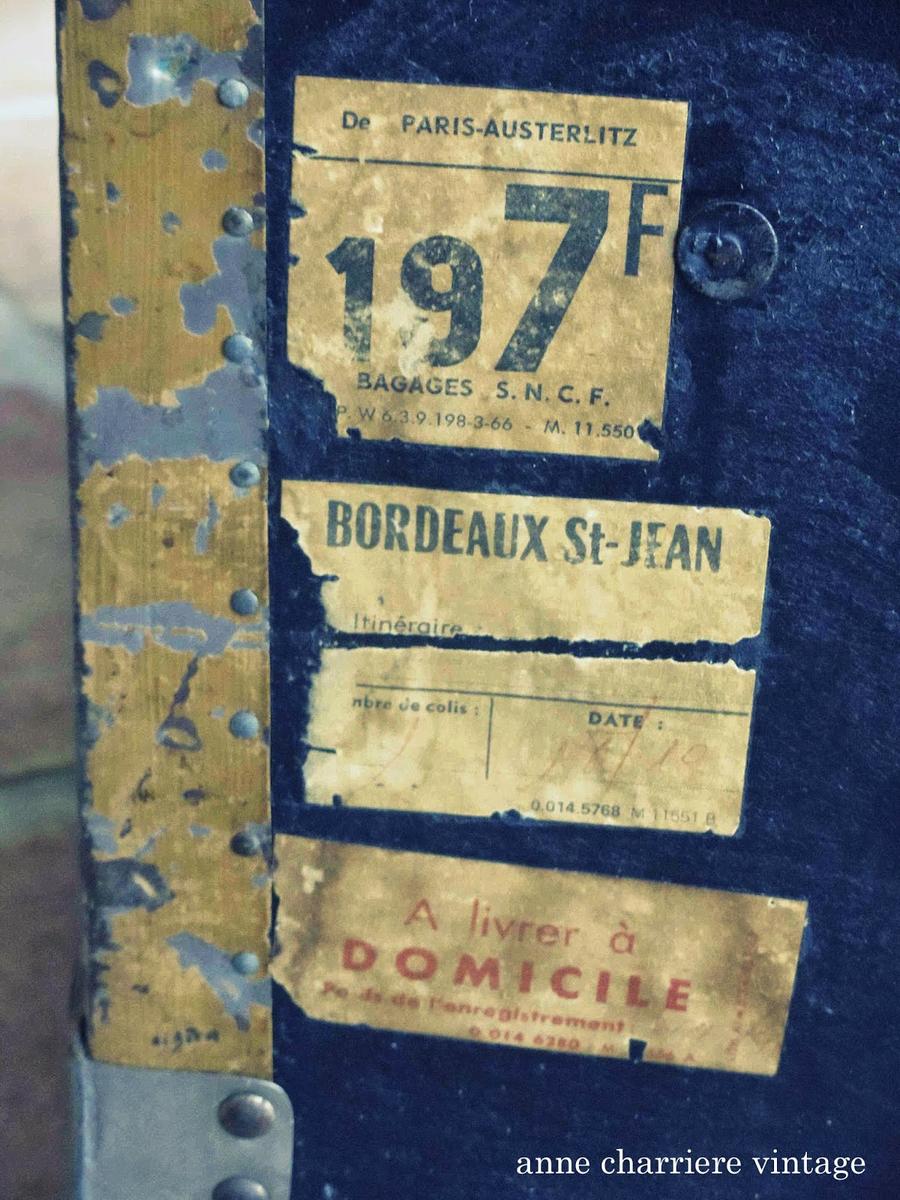 anne charriere, forrar baúl antiguo, tela, papel,