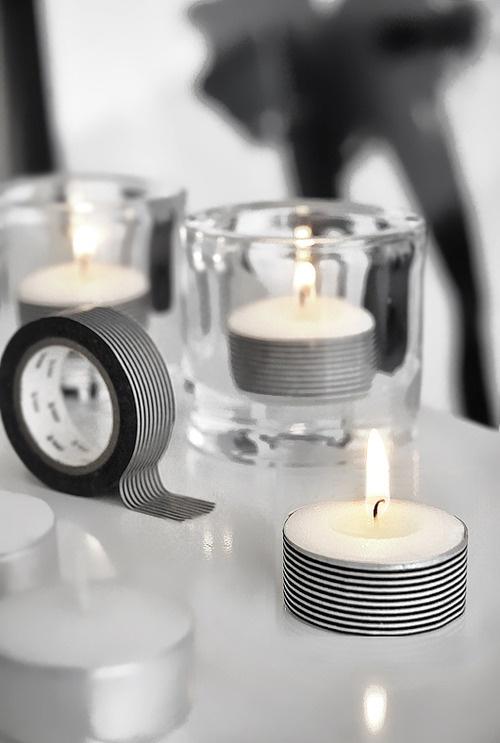 DIY Washi tape tea light candles are super simple yet look amazing when finished :) the tape can be co-ordinated to any colour scheme too :) xx