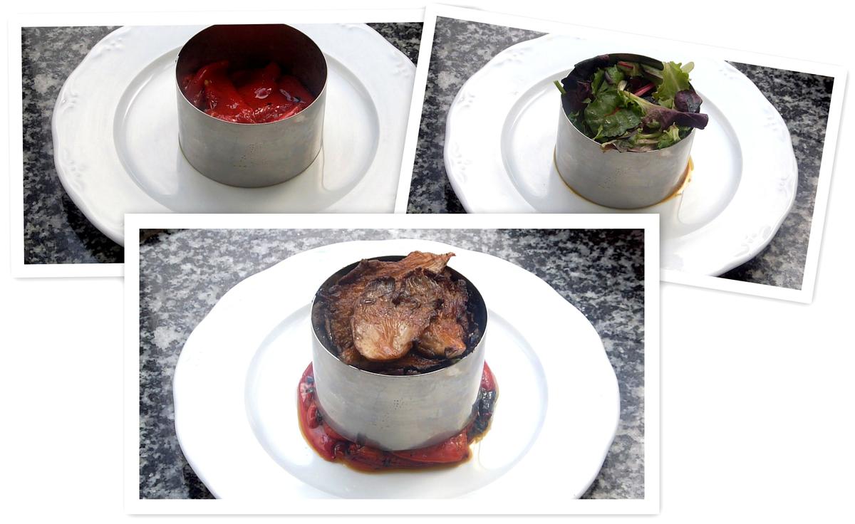 Ensalada Templada de Setas, piquillos y rulo de cabra 2