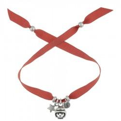 Pulsera con cinta grossgrain y abalorios metálicos bañados en plata. cool lace