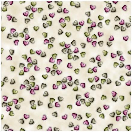 Tela Gorjuss Corazones fondo Beige