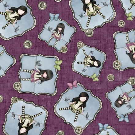 Tela Gorjuss "On top of the world" cuadros fondo morado