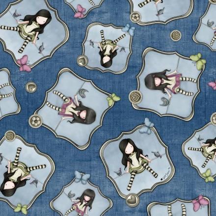 Tela Gorjuss "On top of the world" cuadros fondo azul