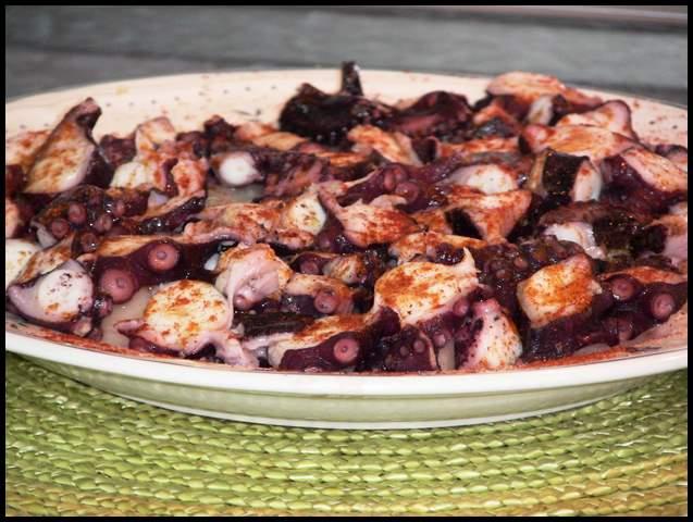 Pulpo a la gallega 001 Espaguetis con gambas al ajillo
