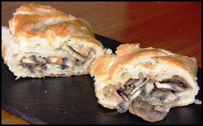 Hojaldre relleno con champiñón al ajillo Hojaldre relleno con champiñón al ajillo