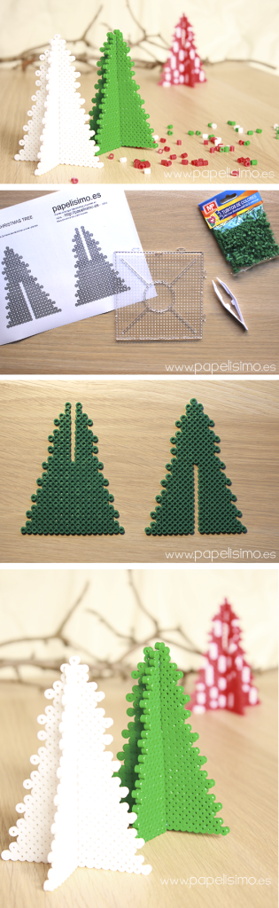 patron como hacer arbol de navidad 3d hama beads