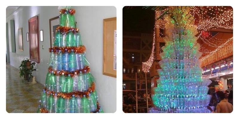 botellas transparentes para el árbol de navidad