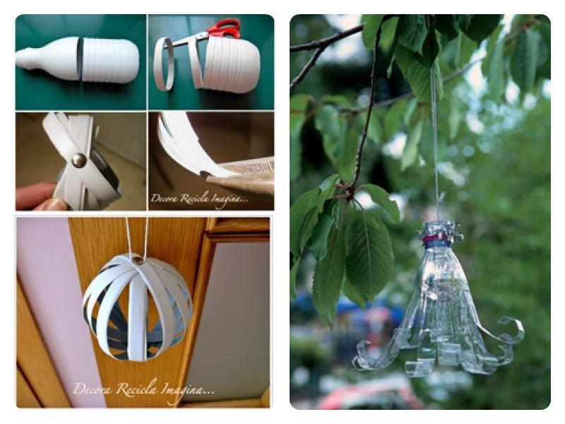 adornos árbol reciclando botellas PET