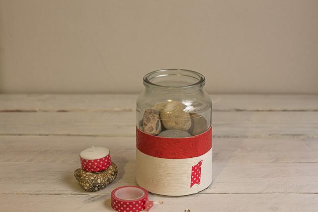 seguir forrando el frasco portavelas navidad pangala