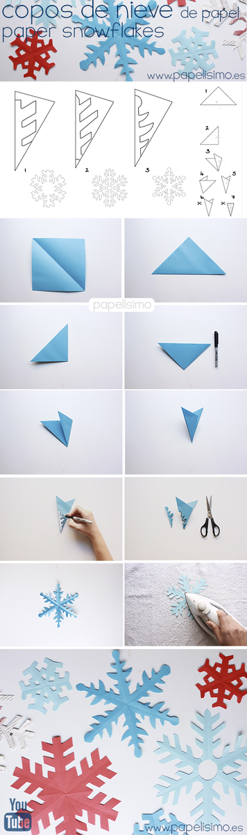 como hacer copos de nieve de papel paper snowflakes