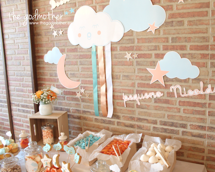 MESA DULCE ESTRELLAS Y NUBES- mesa dulce bautizo - bautizo estrellas - baby shower nubes 4