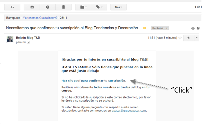 Confirmar la suscripción