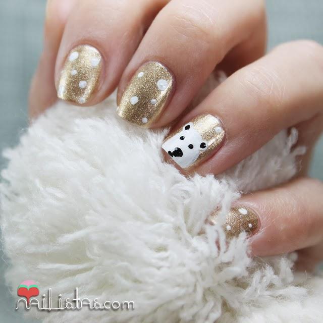 Uñas decoradas de Navidad con Oso Polar