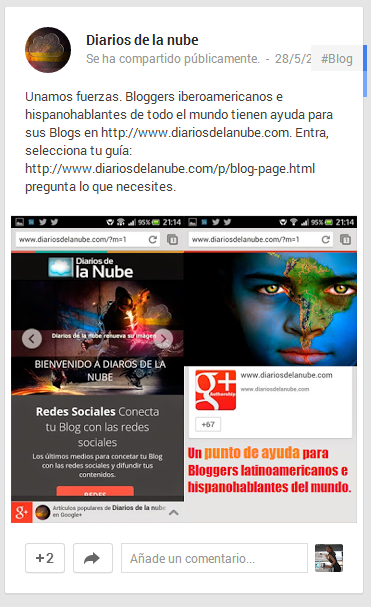 ejemplo publicación Google+
