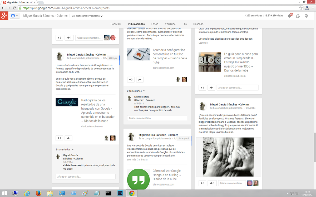 Publicaciones de un perfil Google+