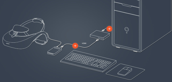 Esquema de utilización con cables del hmz-t3 de la página de sony