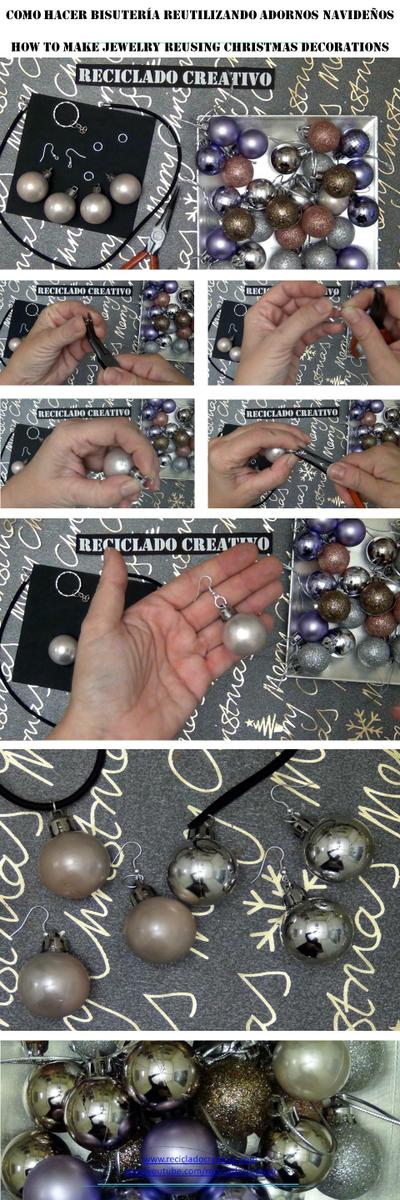 Bisutería reutilizando decoraciones navideñas. Pendientes, colgantes, collares y llaveros