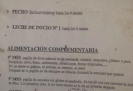 Aquí con 4 meses ya empiezan con la alimentación