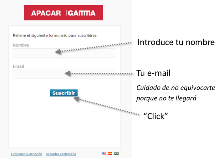 Pantalla de Suscripción