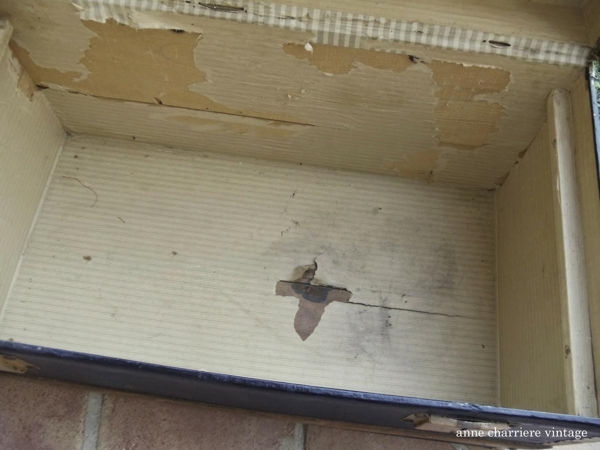 anne charriere, forrar baúl, line old trunk, habiller vieille malle, 