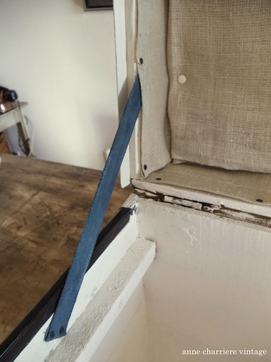 anne charriere, forrar baúl, line old trunk, habiller vieille malle, 