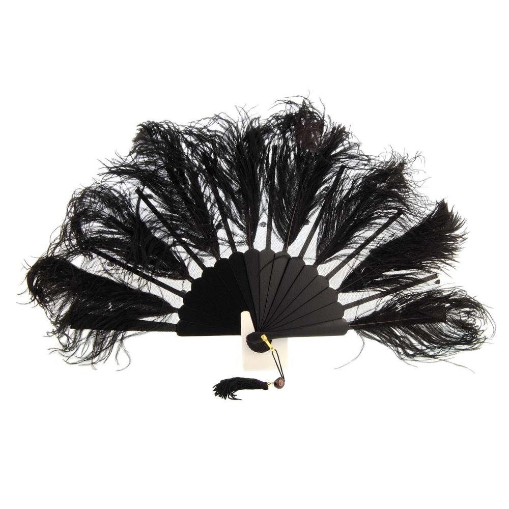 abanico-madera-tul-y-plumas-en-negro