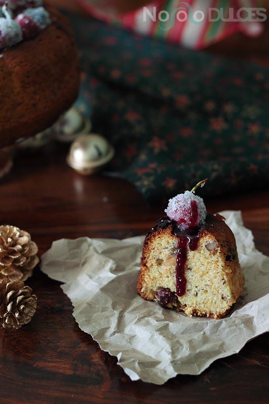 No solo dulces - bizcocho frutos rojos escarchados sin leche para navidad